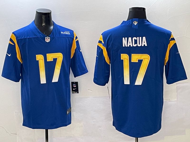 Men Los Angeles Rams #17 Nacua Blue Second generation 2025 Nike Limited NFL Jersey style 2->los angeles rams->NFL Jersey